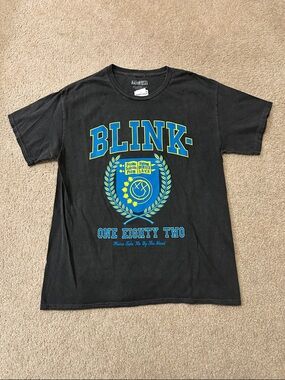 Nordstrom Charcoal and Teal Blink-182 Graphic Band Tee NWT